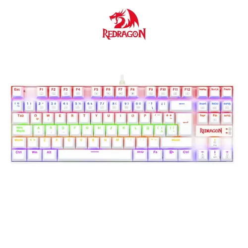 TECLADO GAMING REDRAGON KUMARA RAINBOW K552 WHITE- RGB - SWITCH RED -  MECANICO - ESPAÑOL 