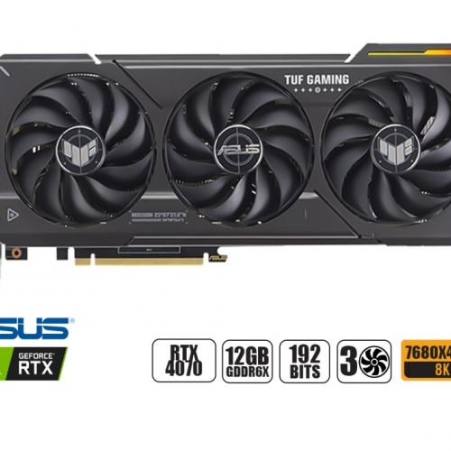TARJETA DE VIDEO ASUS TUF RTX 4070 12GB GDDR6X GAMING GEFORCE NVIDIA 192 BITS, GRAFICO PARA VIDEOJUEGOS, 3 VENTILADORES